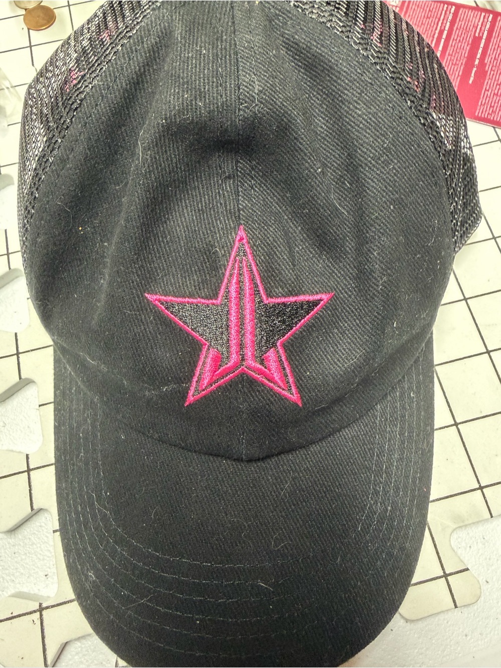 Jeffree Star Obsidian Pony Tail Hat 2023 with Pink Star Logo
